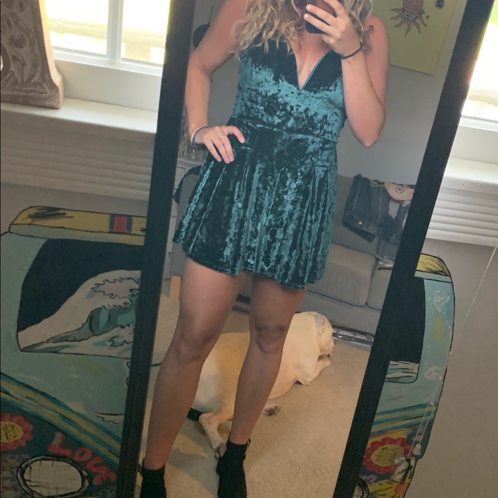 Velvet spaghetti strap romper